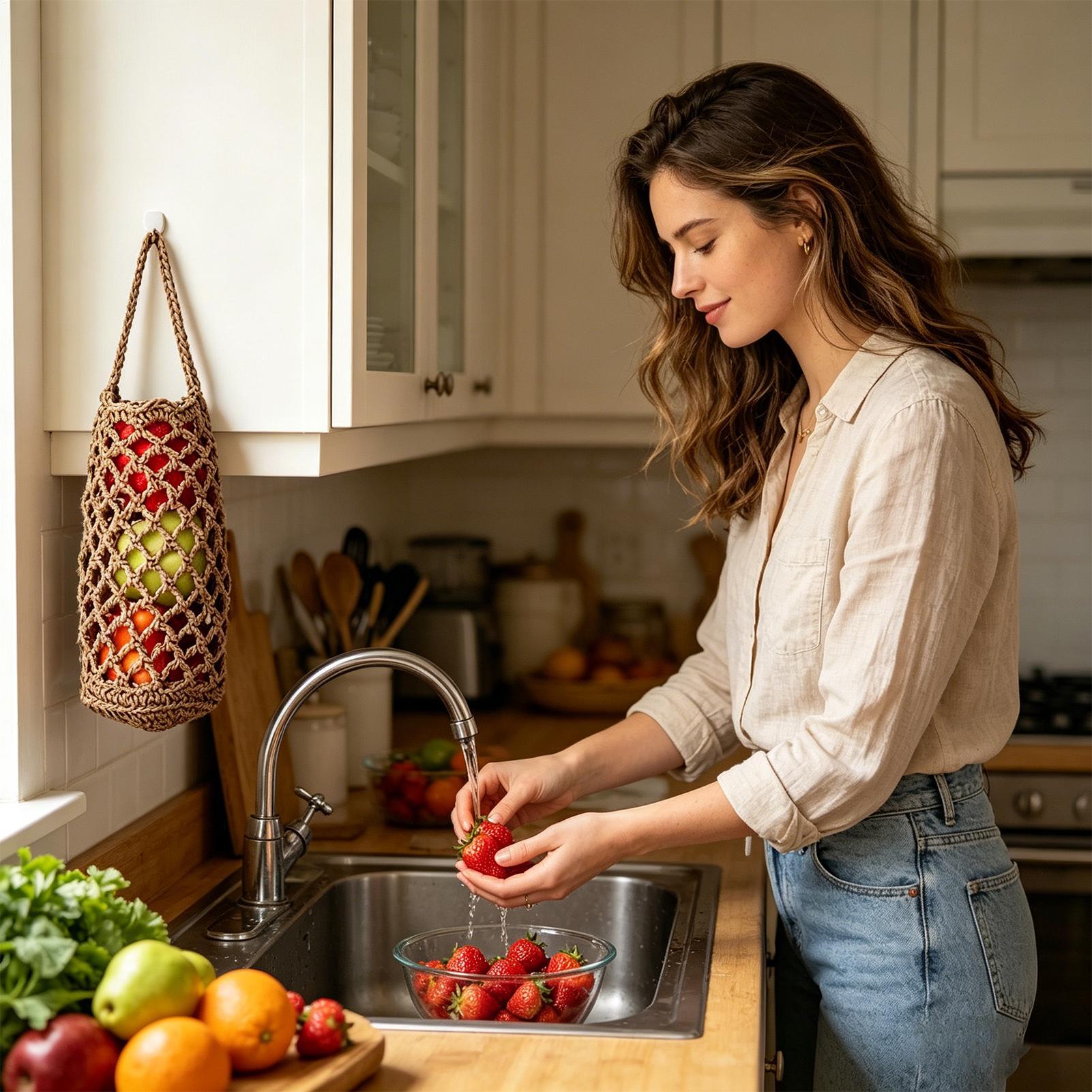 Reusable Produce Bag - Saco de Armazenamento de Vegetais Boho
